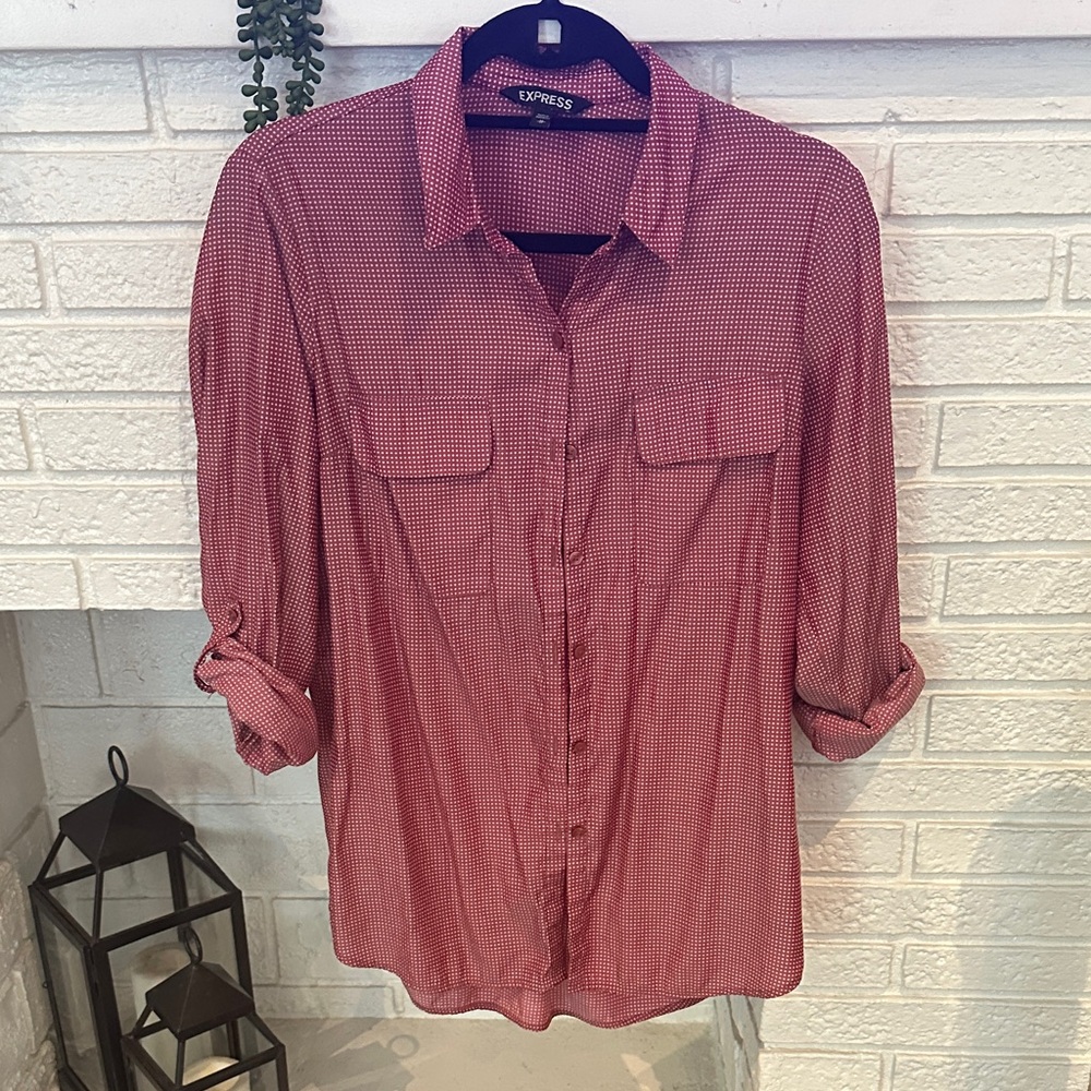 Express Burgundy Checkered Shirt